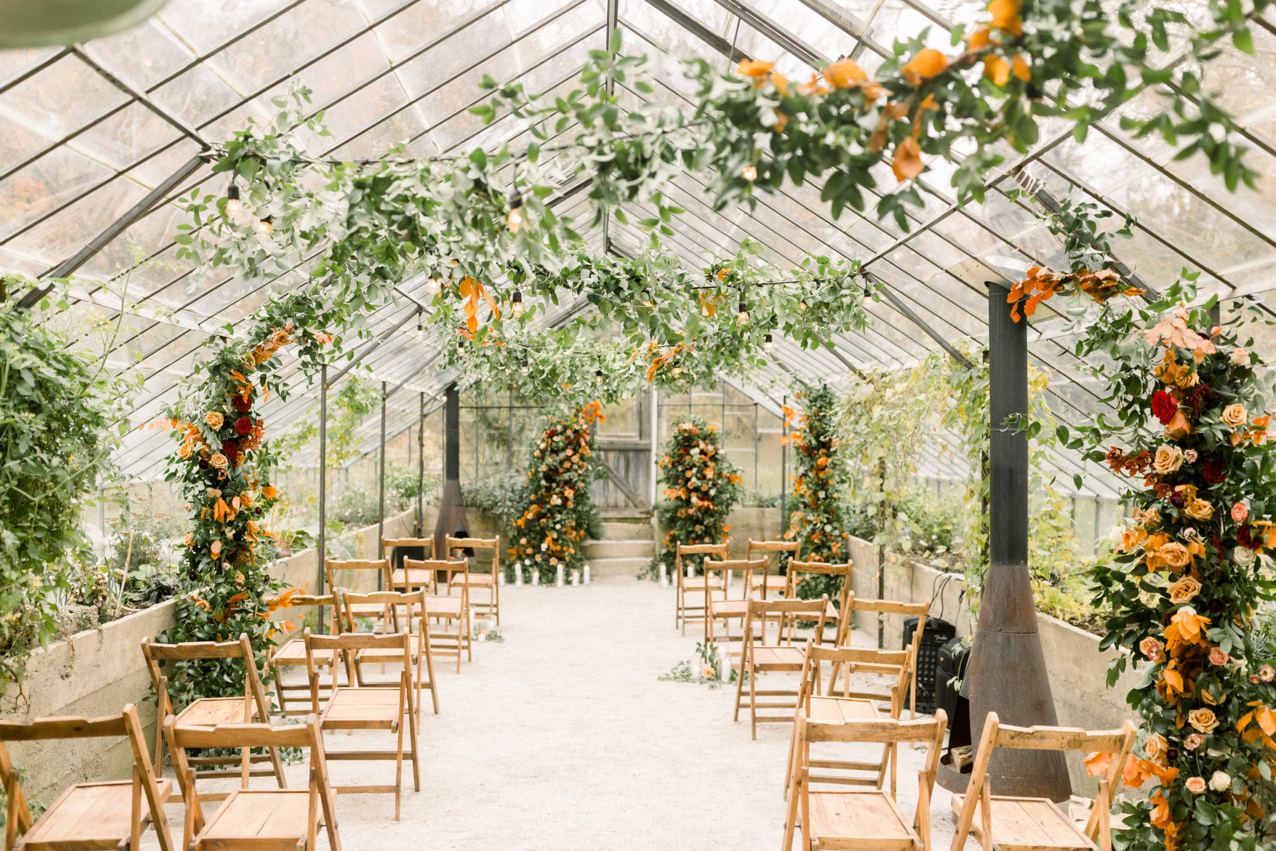 Greenhouse wedding in Michigan at Glass House Creative Community